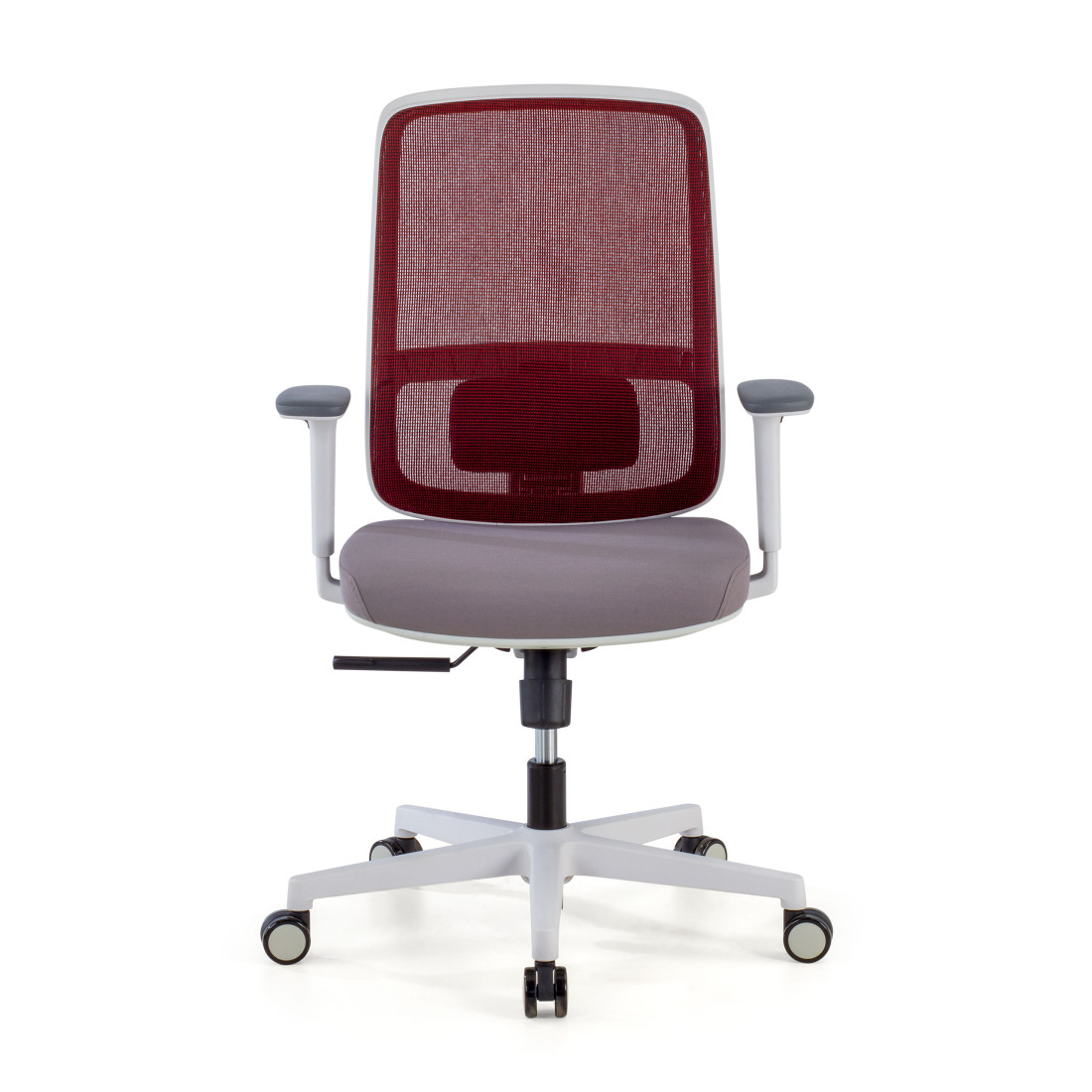 silla ergonomica rojo sugar estructura blanca malla 3