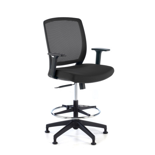Taburete de Oficina con brazos Nicole - NEGRO