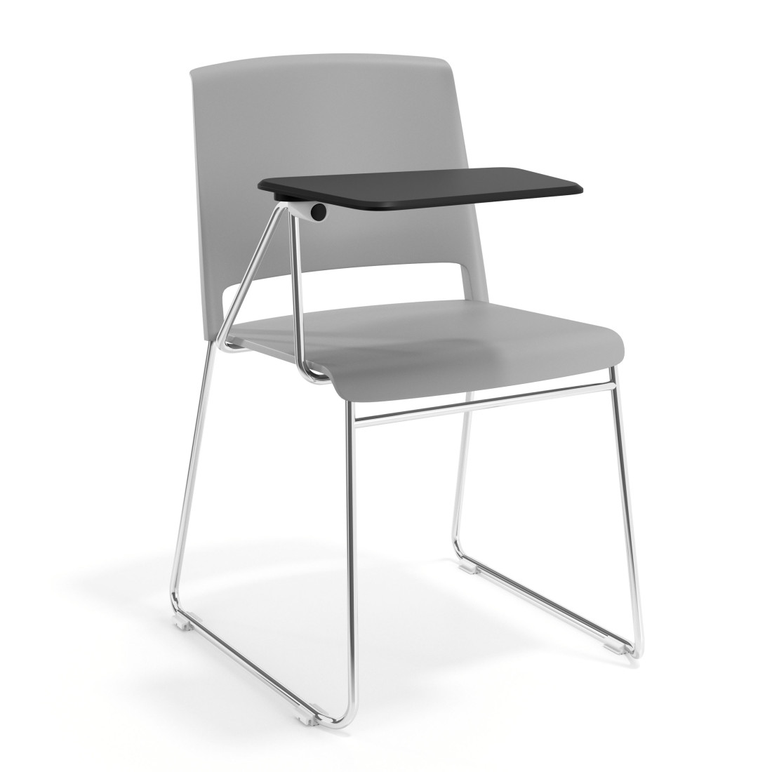silla confidente gris lotus con pala de escritura tela 1