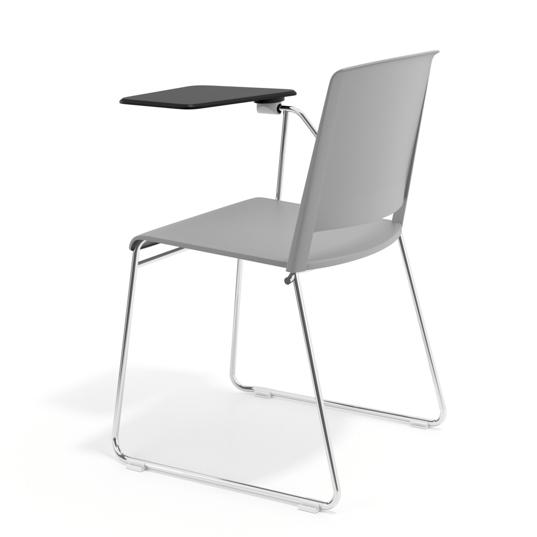 silla confidente gris lotus con pala de escritura tela 4