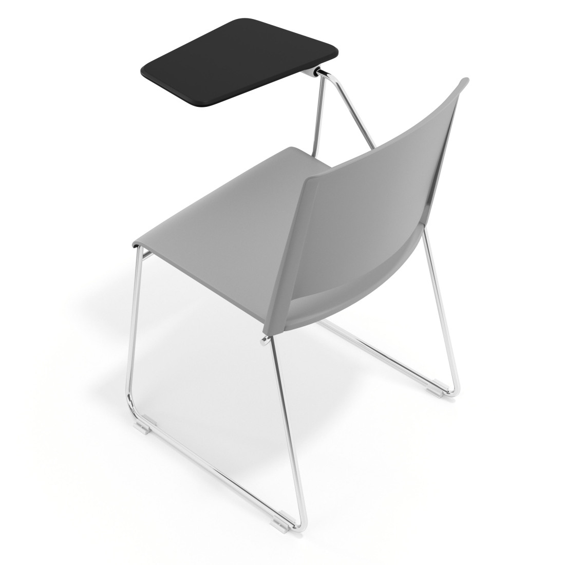 silla confidente gris lotus con pala de escritura tela 7
