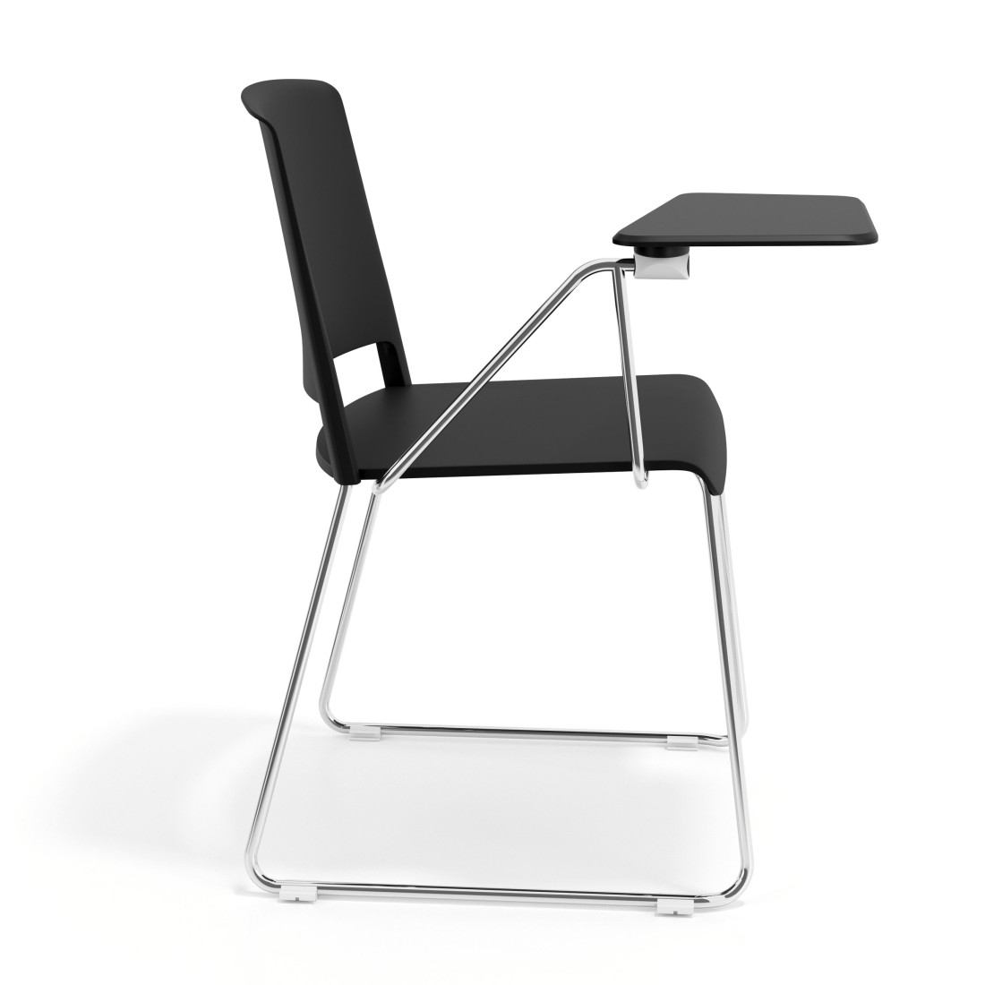 silla confidente negro lotus con pala de escritura tela 3