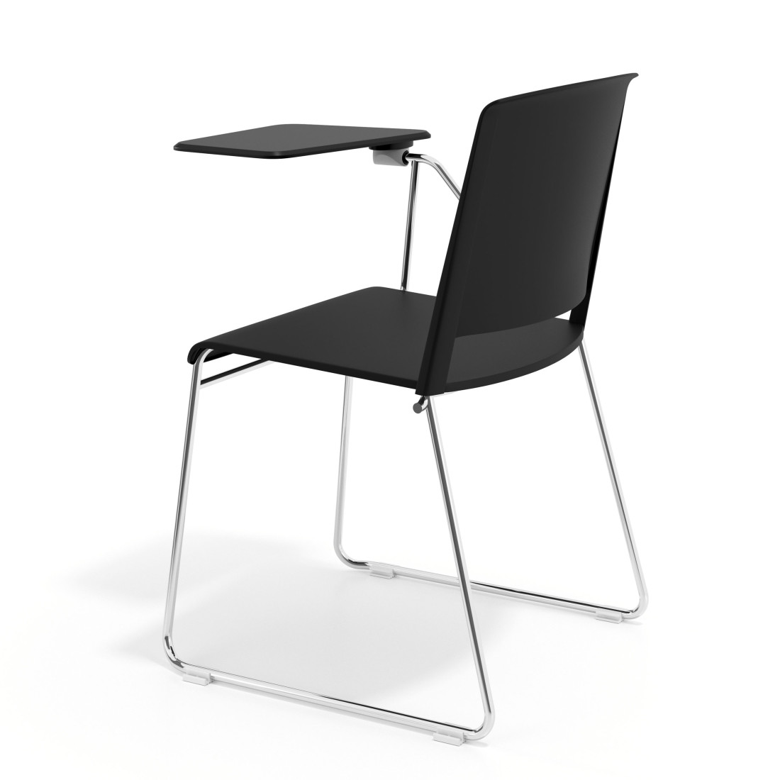 silla confidente negro lotus con pala de escritura tela 4