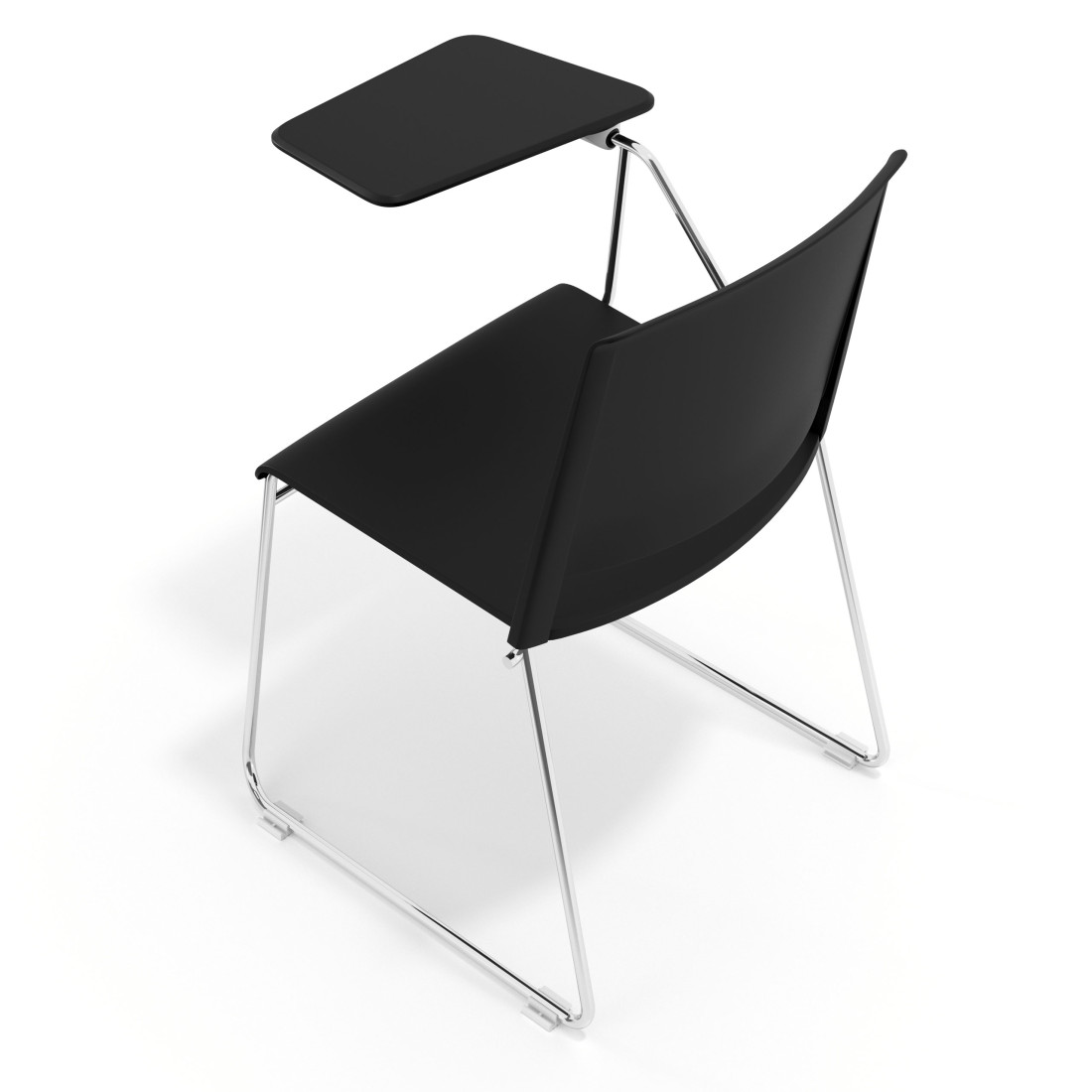 silla confidente negro lotus con pala de escritura tela 7