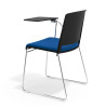 silla confidente azul lotus con pala de escritura tapizada tela 5
