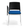 silla confidente azul lotus con pala de escritura tapizada tela 6