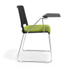 silla confidente verde lotus con pala de escritura tapizada tela 3