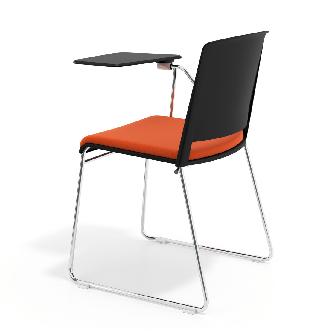 silla confidente naranja lotus con pala de escritura tapizada tela 5