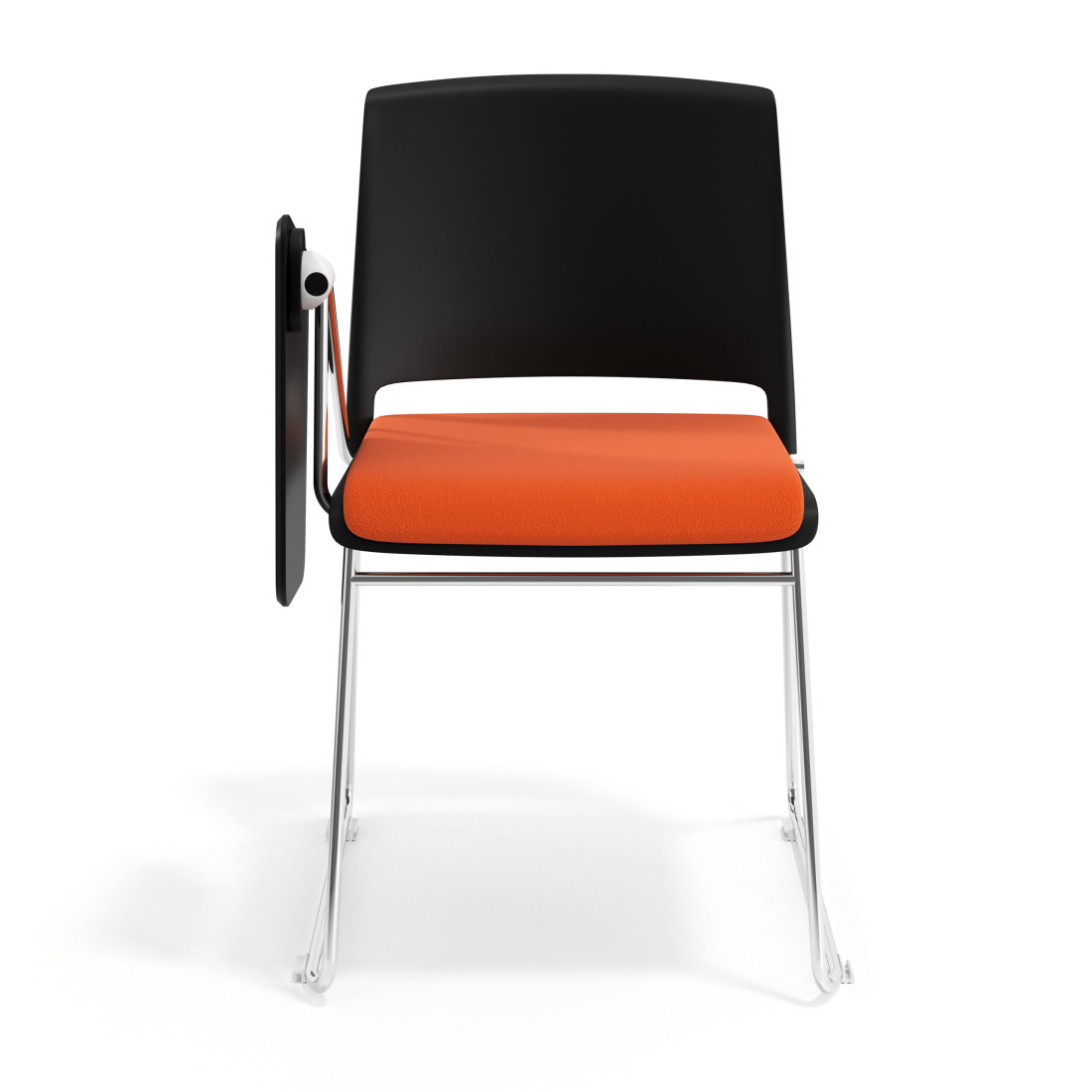 silla confidente naranja lotus con pala de escritura tapizada tela 6