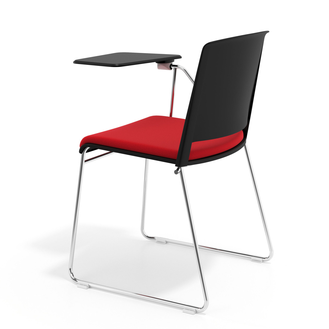 silla confidente rojo lotus con pala de escritura tapizada tela 5