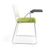 silla confidente verde lotus con pala de escritura tapizada tela 3