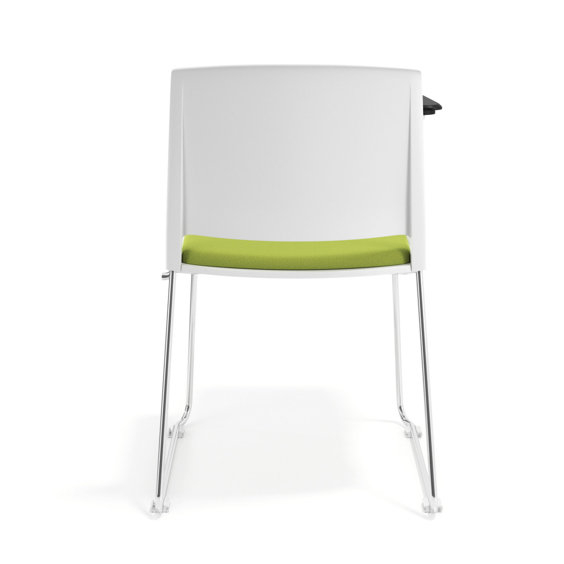 silla confidente verde lotus con pala de escritura tapizada tela 4