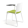 silla confidente verde lotus con pala de escritura tapizada tela 5