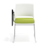 silla confidente verde lotus con pala de escritura tapizada tela 6