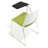 silla confidente verde lotus con pala de escritura tapizada tela 7