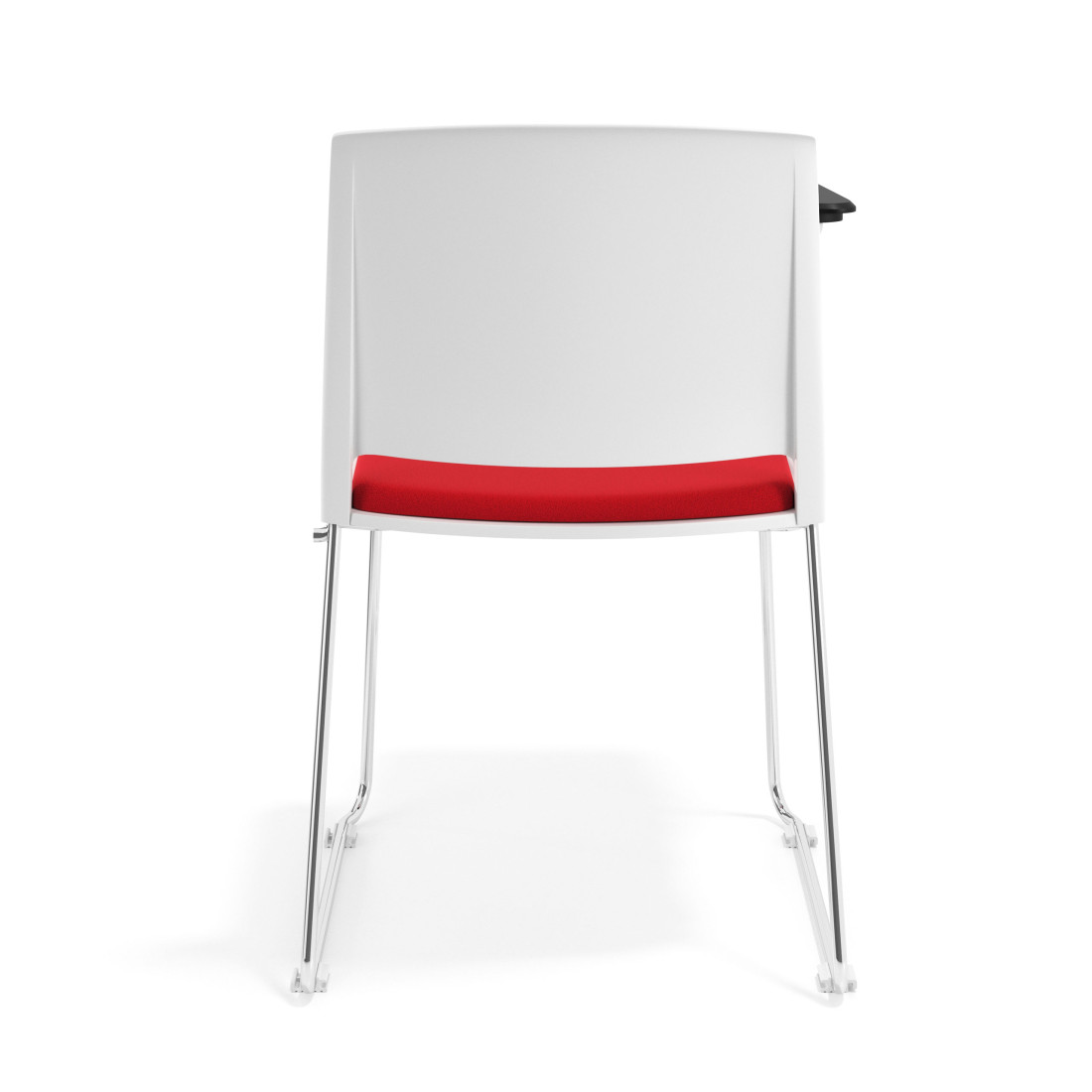 silla confidente rojo lotus con pala de escritura tapizada tela 4
