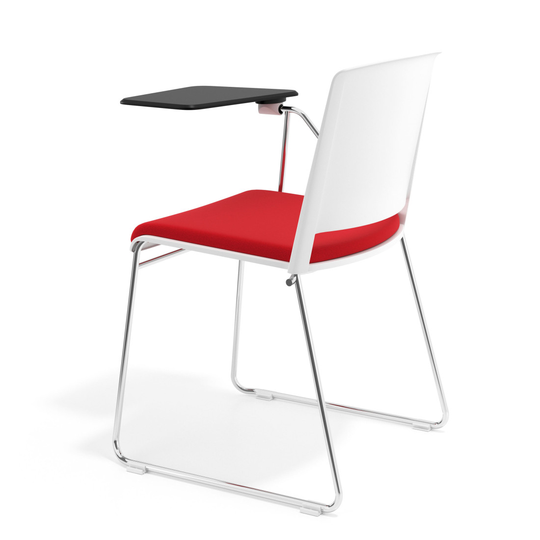 silla confidente rojo lotus con pala de escritura tapizada tela 5