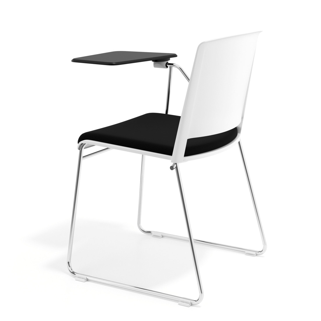 silla confidente negro lotus con pala de escritura tapizada tela 5
