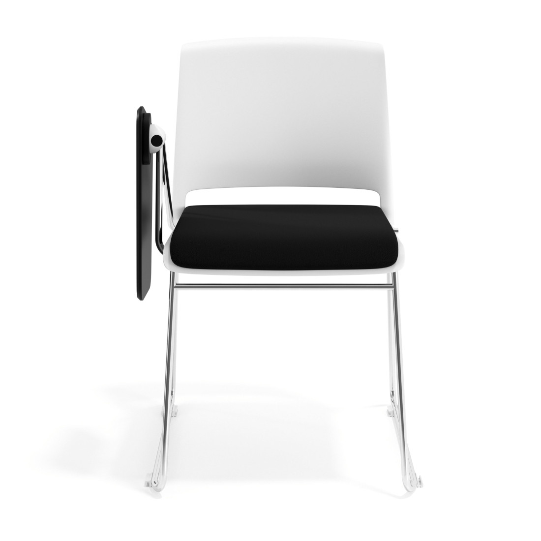 silla confidente negro lotus con pala de escritura tapizada tela 6