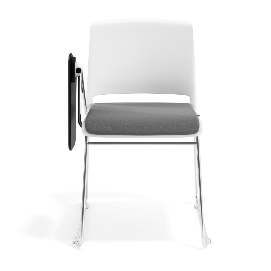 silla confidente gris lotus con pala de escritura tapizada tela 6