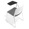 silla confidente gris lotus con pala de escritura tapizada tela 7