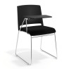 silla confidente negro lotus con pala de escritura tapizada tela 1