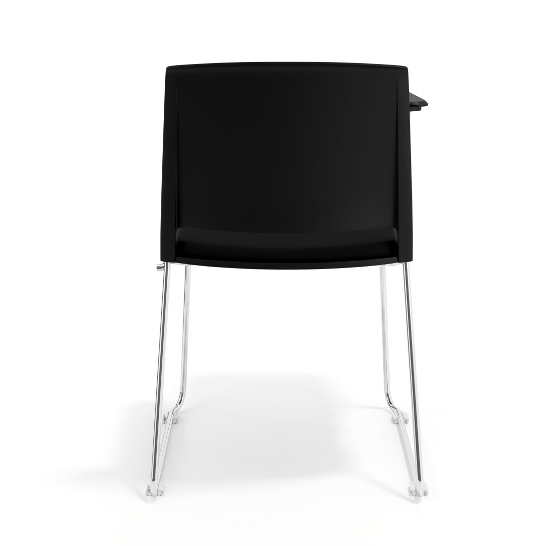 silla confidente negro lotus con pala de escritura tapizada tela 4