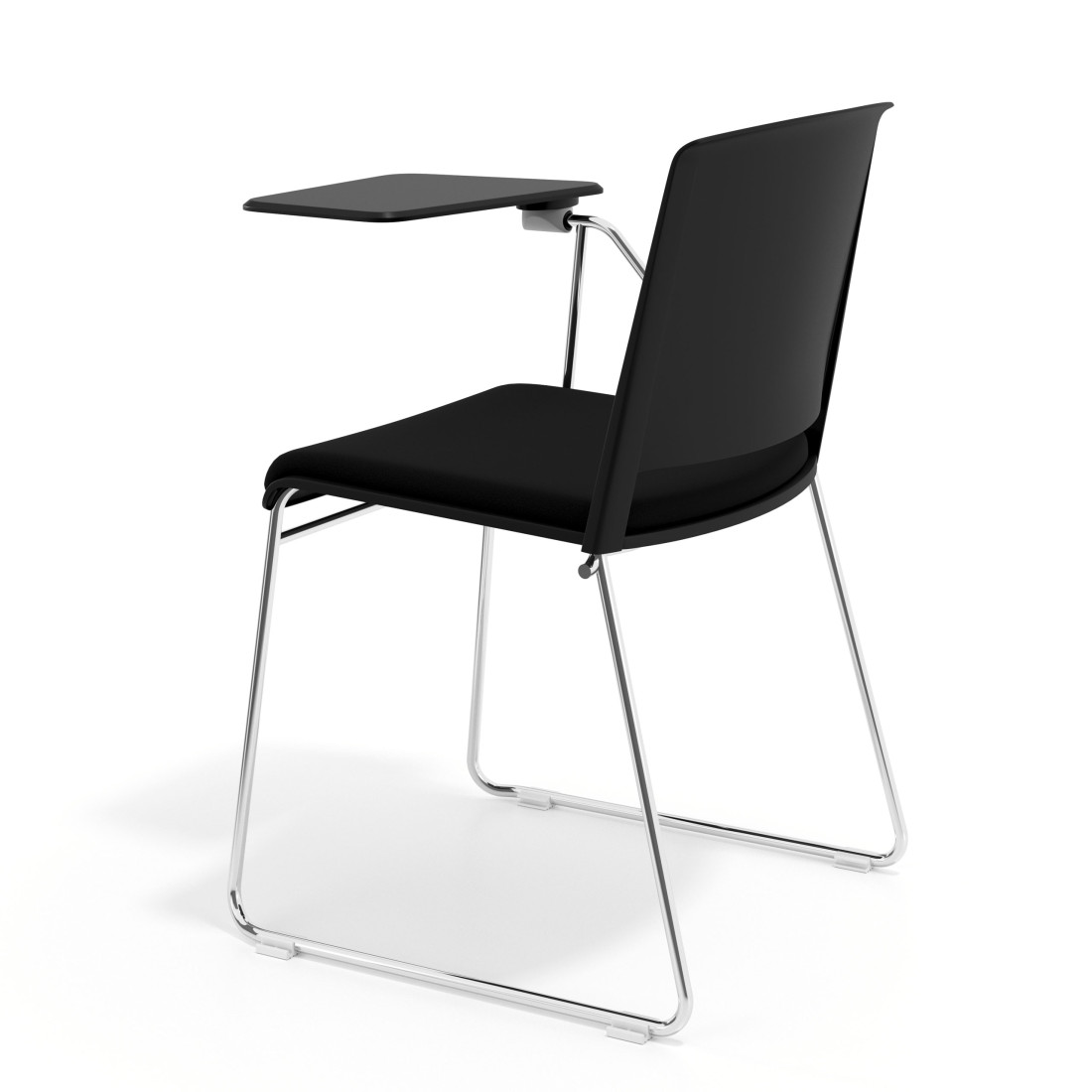 silla confidente negro lotus con pala de escritura tapizada tela 5