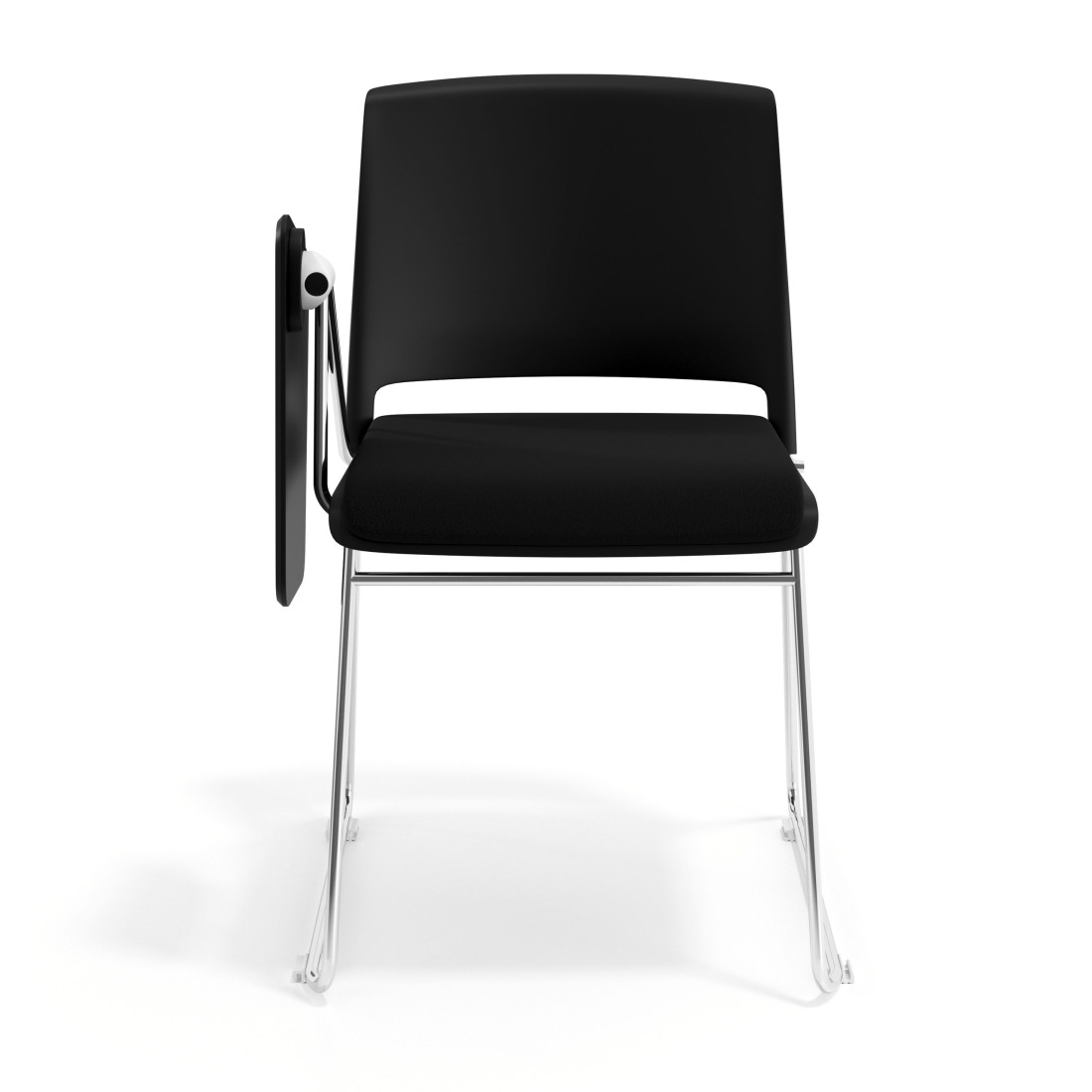 silla confidente negro lotus con pala de escritura tapizada tela 6