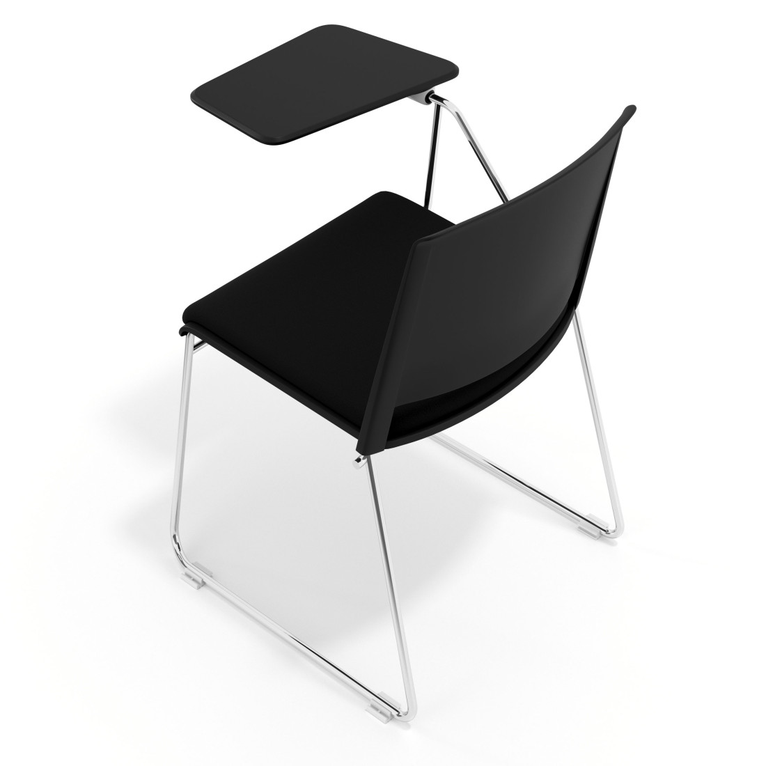 silla confidente negro lotus con pala de escritura tapizada tela 7