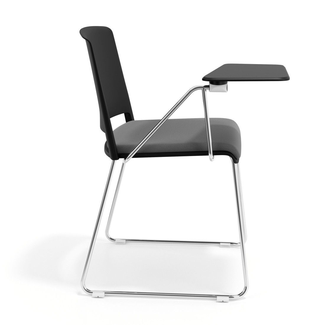silla confidente gris lotus con pala de escritura tapizada tela 3