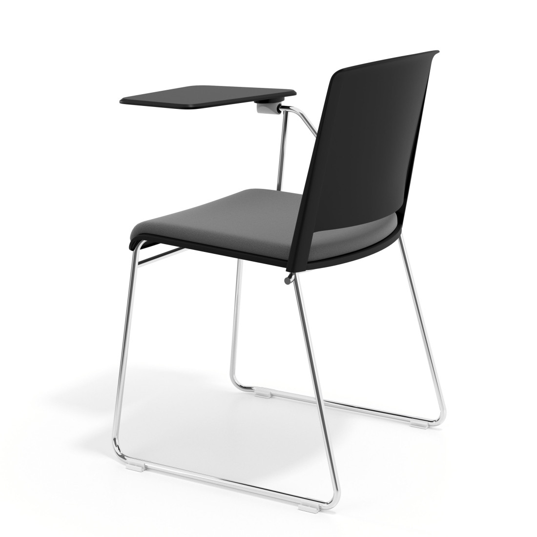 silla confidente gris lotus con pala de escritura tapizada tela 5