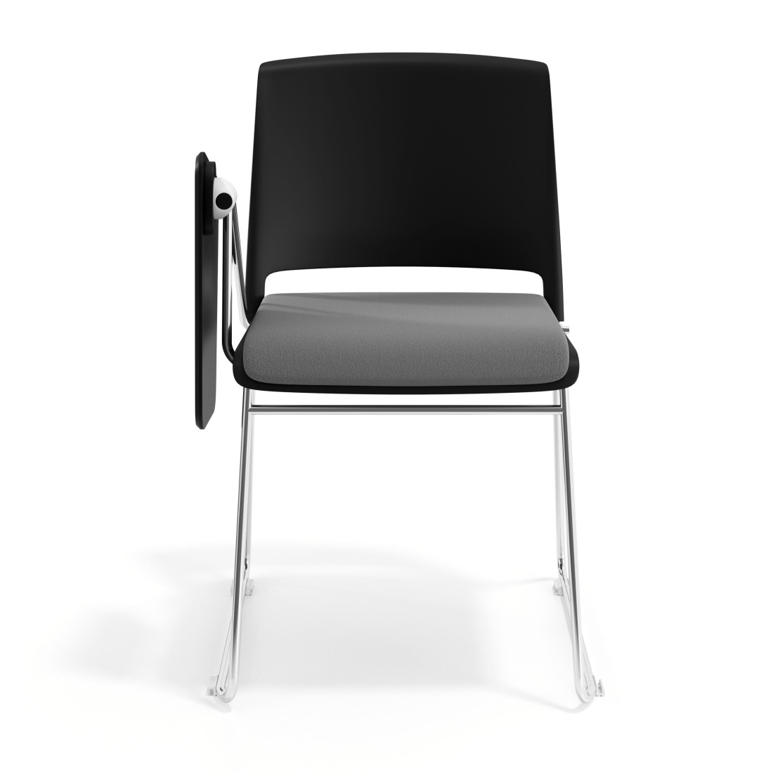silla confidente gris lotus con pala de escritura tapizada tela 6