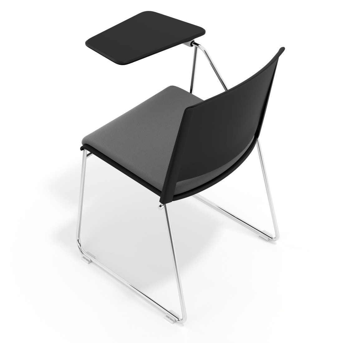 silla confidente gris lotus con pala de escritura tapizada tela 7