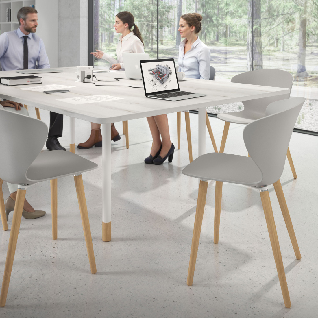 silla nordica gris wendy patas de madera plastico 2