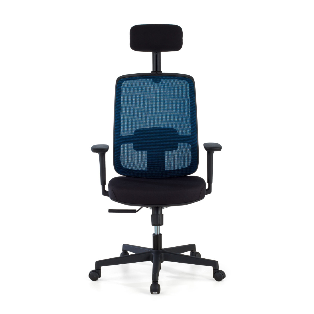 silla ergonomica azul sugar estructura negra reposacabezas malla 3