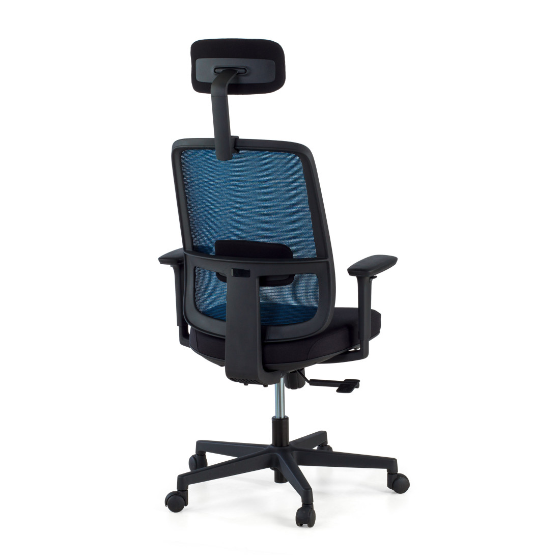 silla ergonomica azul sugar estructura negra reposacabezas malla 6