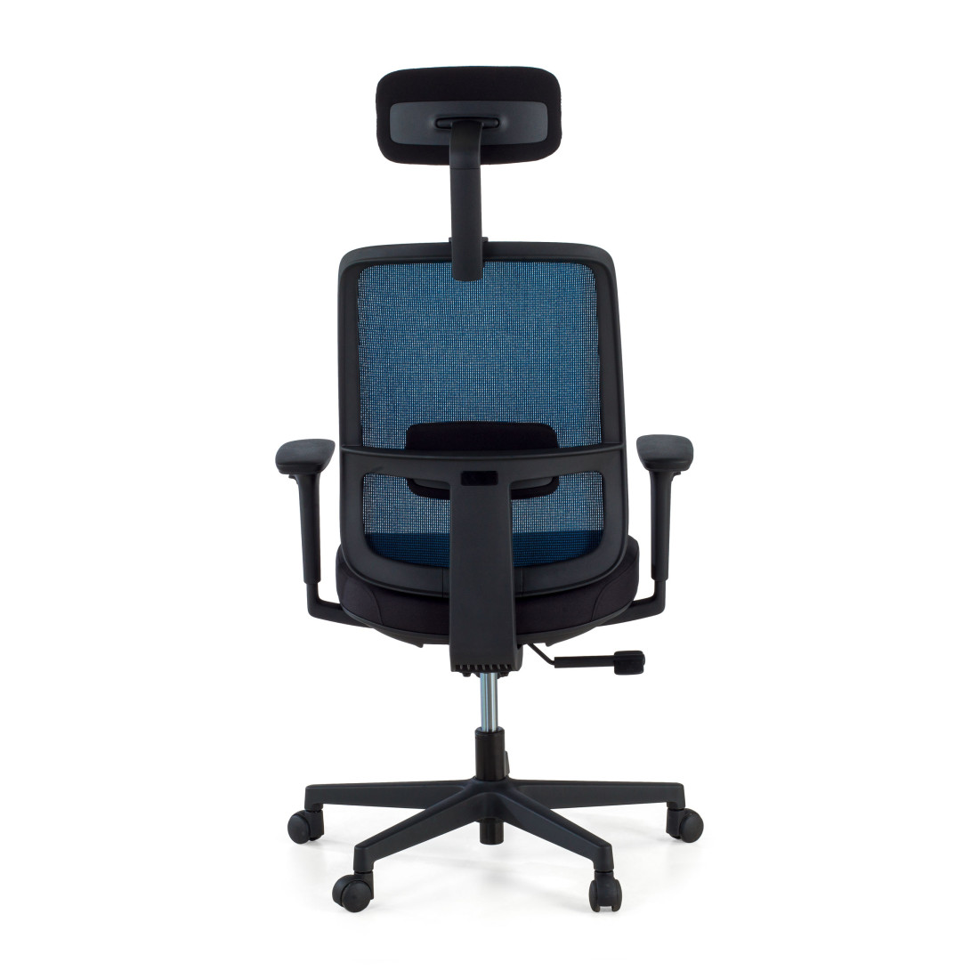 silla ergonomica azul sugar estructura negra reposacabezas malla 7
