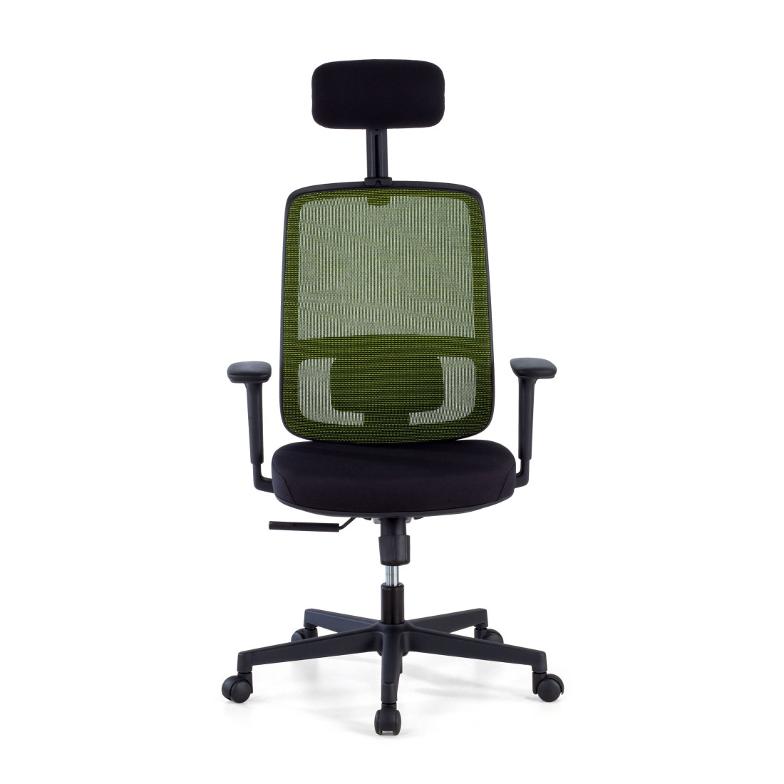silla ergonomica verde sugar estructura negra reposacabezas malla 3