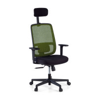 Silla de oficina profesional Sugar black con reposacabezas - verde