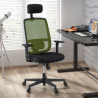 silla ergonomica verde sugar estructura negra reposacabezas malla 2