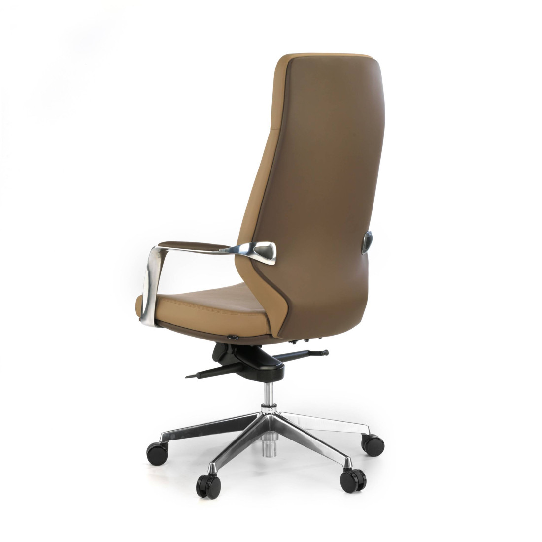 sillon de oficina marron duo respaldo alto bicolor piel sintetica 6