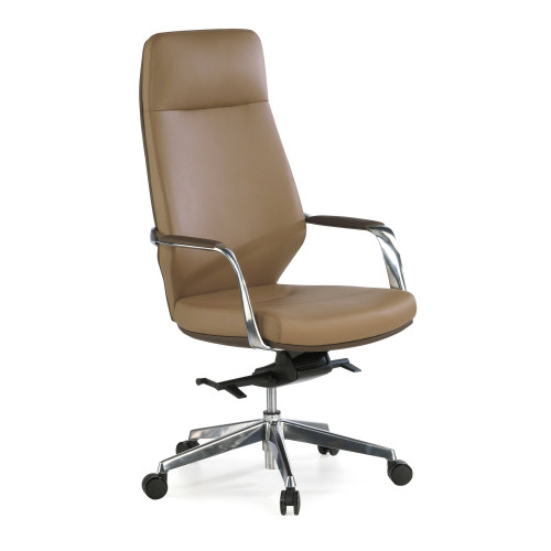 Sillón de oficina ejecutivo Duo, respaldo alto bicolor - Marron