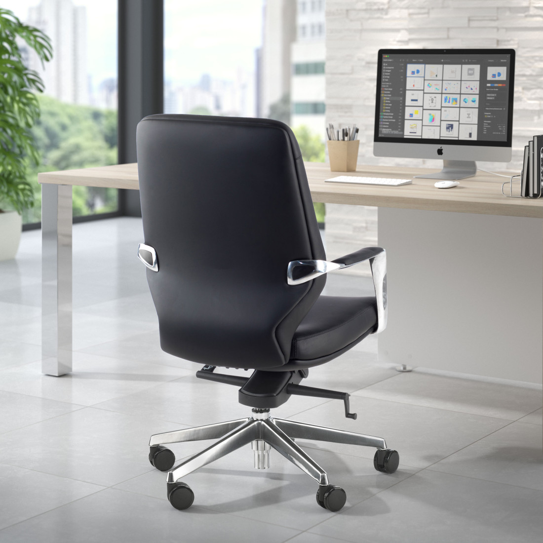 silla de reuniones negro duo respaldo bajo ecopiel piel sintetica 2