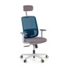silla ergonomica azul sugar estructura blanca reposacabezas malla 1