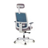 silla ergonomica azul sugar estructura blanca reposacabezas malla 6