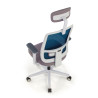 silla ergonomica azul sugar estructura blanca reposacabezas malla 7