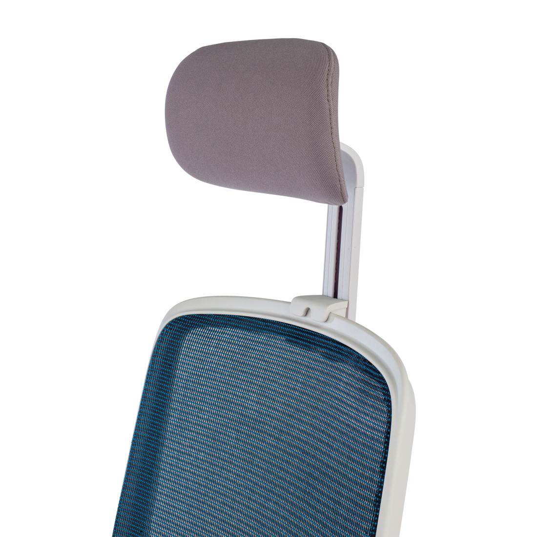 silla ergonomica azul sugar estructura blanca reposacabezas malla 8