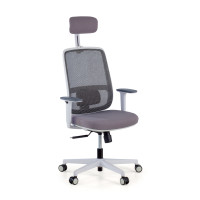 Silla de oficina Sugar white con reposacabezas - Gris