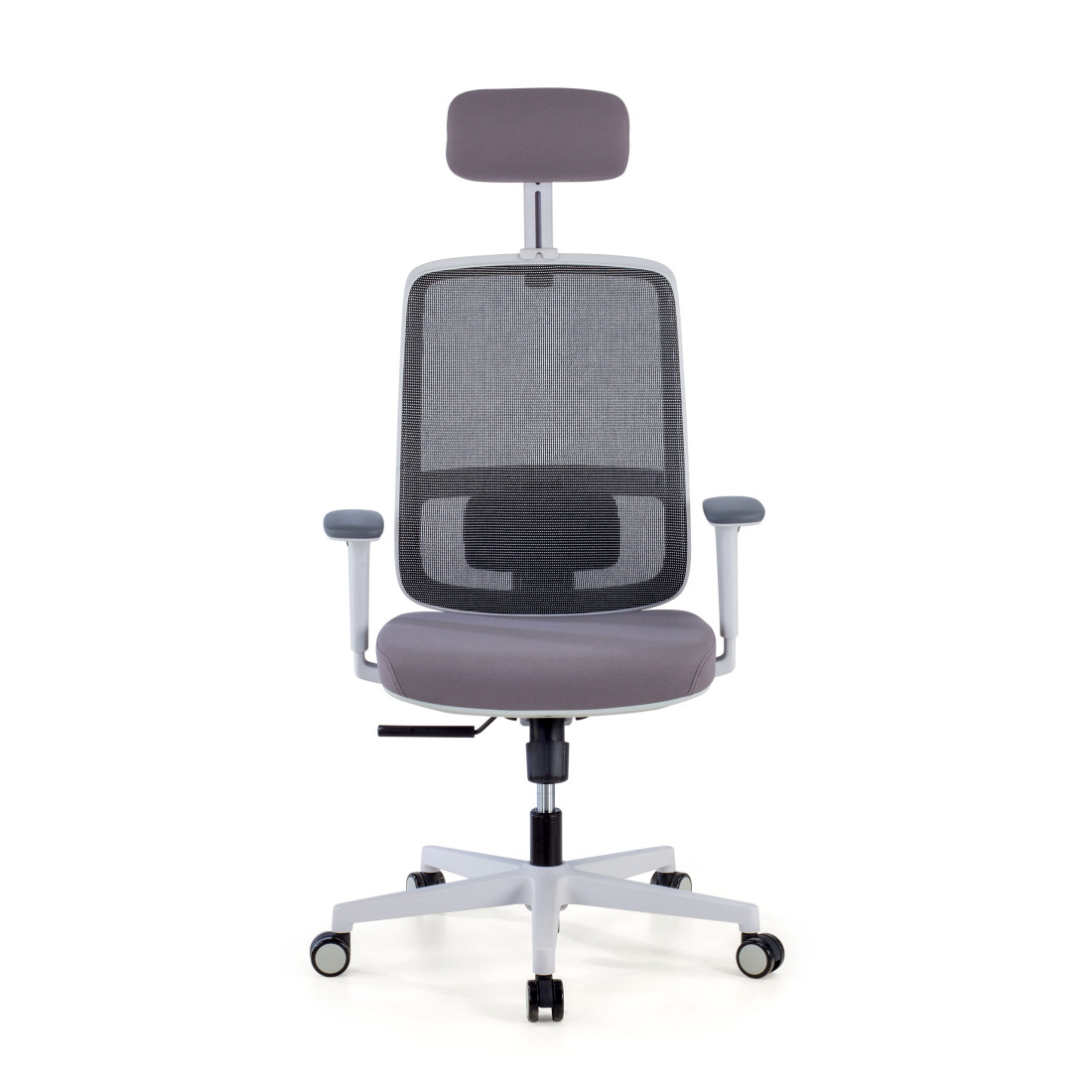 silla ergonomica gris sugar estructura blanca reposacabezas malla 3